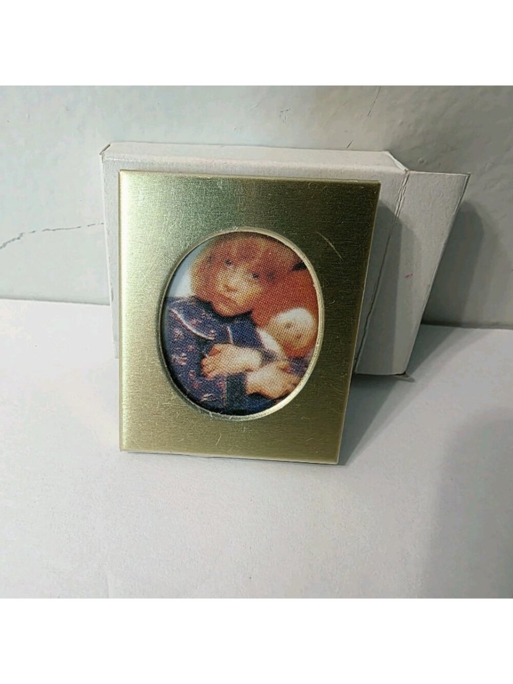 Vtg Mini Teenie Tiny Gold Tone Free Standing Photo Picture Frame